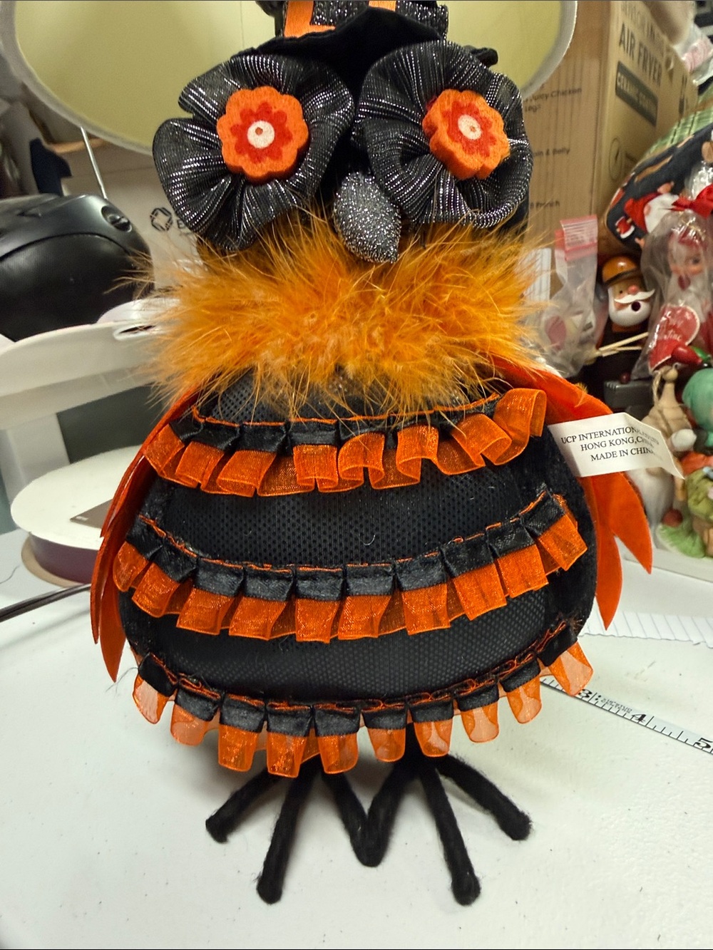 Halloween Orange & Black Owl Table Accent - Unbranded